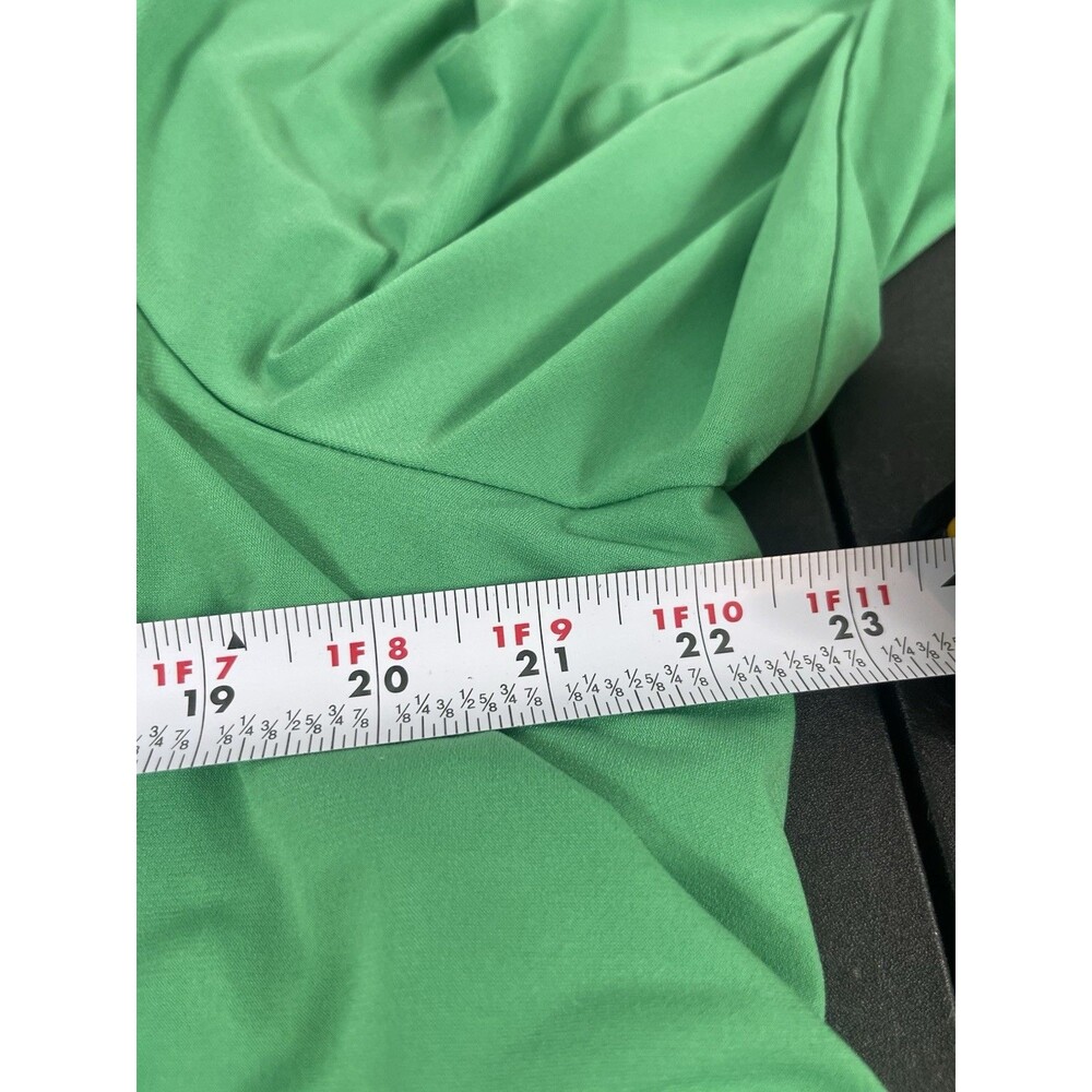 Susan Graver 1X Liquid Knit Tiered Ruffle Top Green Plus Size 3/4 Sleeve Stretch - Picture 12 of 12